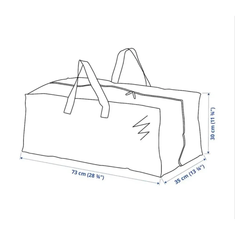 NWT IKEA Frakta - Two (2) ZIPPERED Large Blue Storage Bag Handles/Backpack Tote
